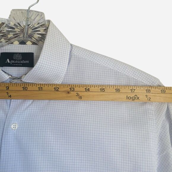 Aquascutum London Mens Dress Shirt 42/16.5 Light Blue Button Down Long Sleeve - Picture 4 of 10